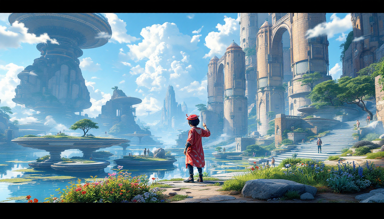 Sweeping aerial shot