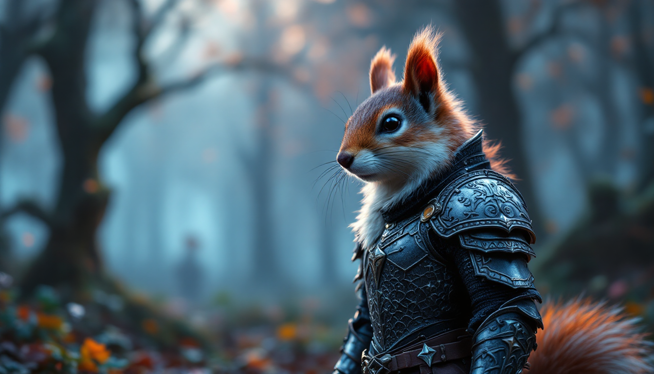 Elevate your creative projects with AI-powered squirrel in armor designs
